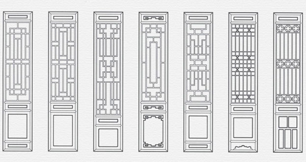 广平常用中式仿古花窗图案隔断设计图